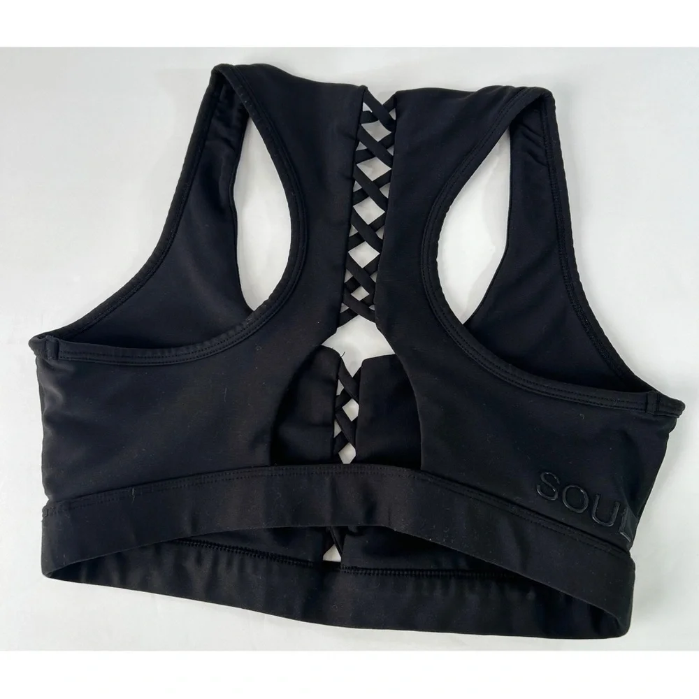 Soulcycle Black Cross Hatch Sports Bra Activewear Athleisure, size Medium - Picture 2 of 5